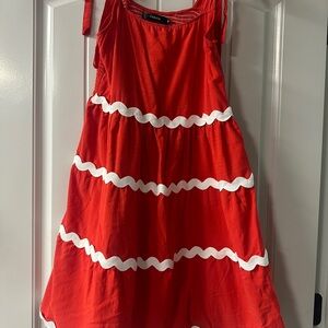 Red Dress with White Accents